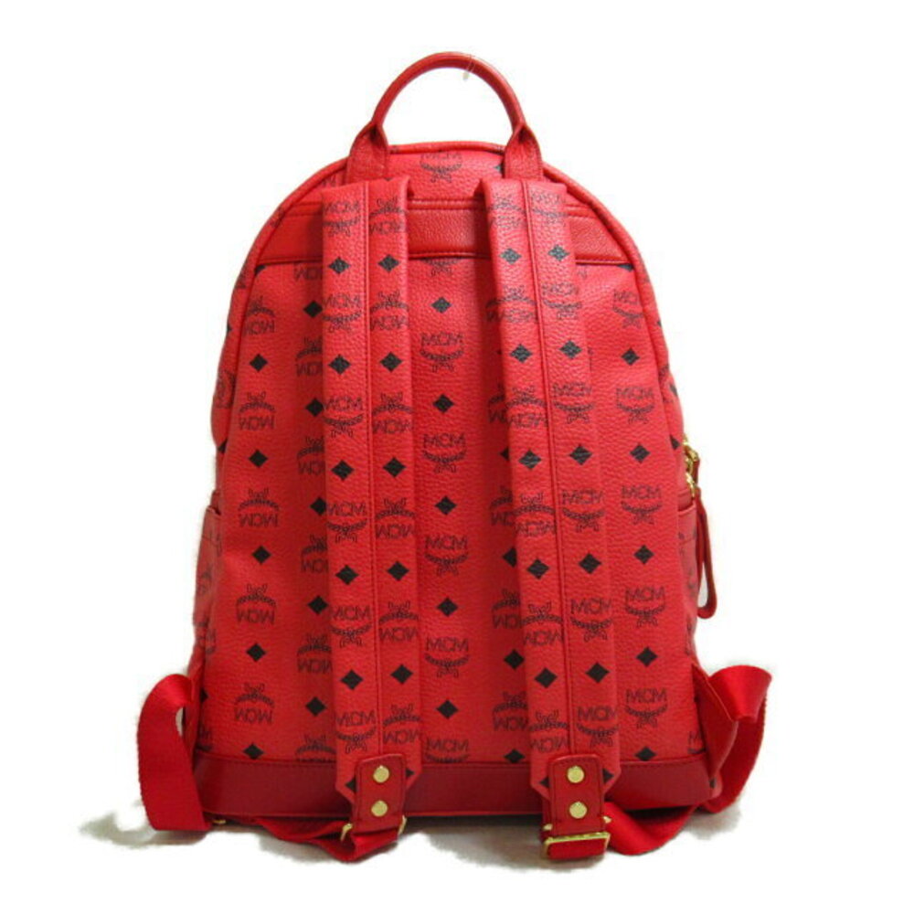 Mcm Rucksack Backpack Leather Backpack Studs Red … - image 3